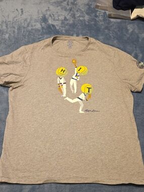 Ralph Lauren Gray Short-Sleeve Graphic Tee with Yellow Accents